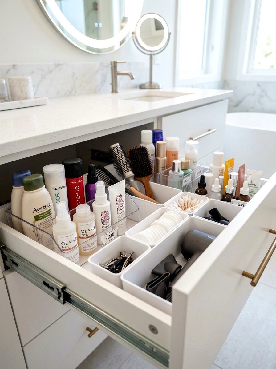 Deep drawer organizers - 30 under sink bathroom storage ideas