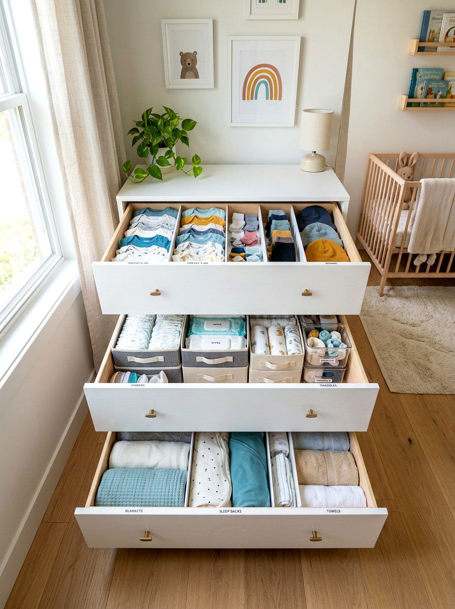 Deep dresser drawers - 30 nursery dresser organization ideas