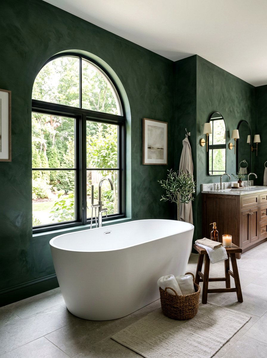 Deep limewash master bathroom - 30 limewash wall ideas