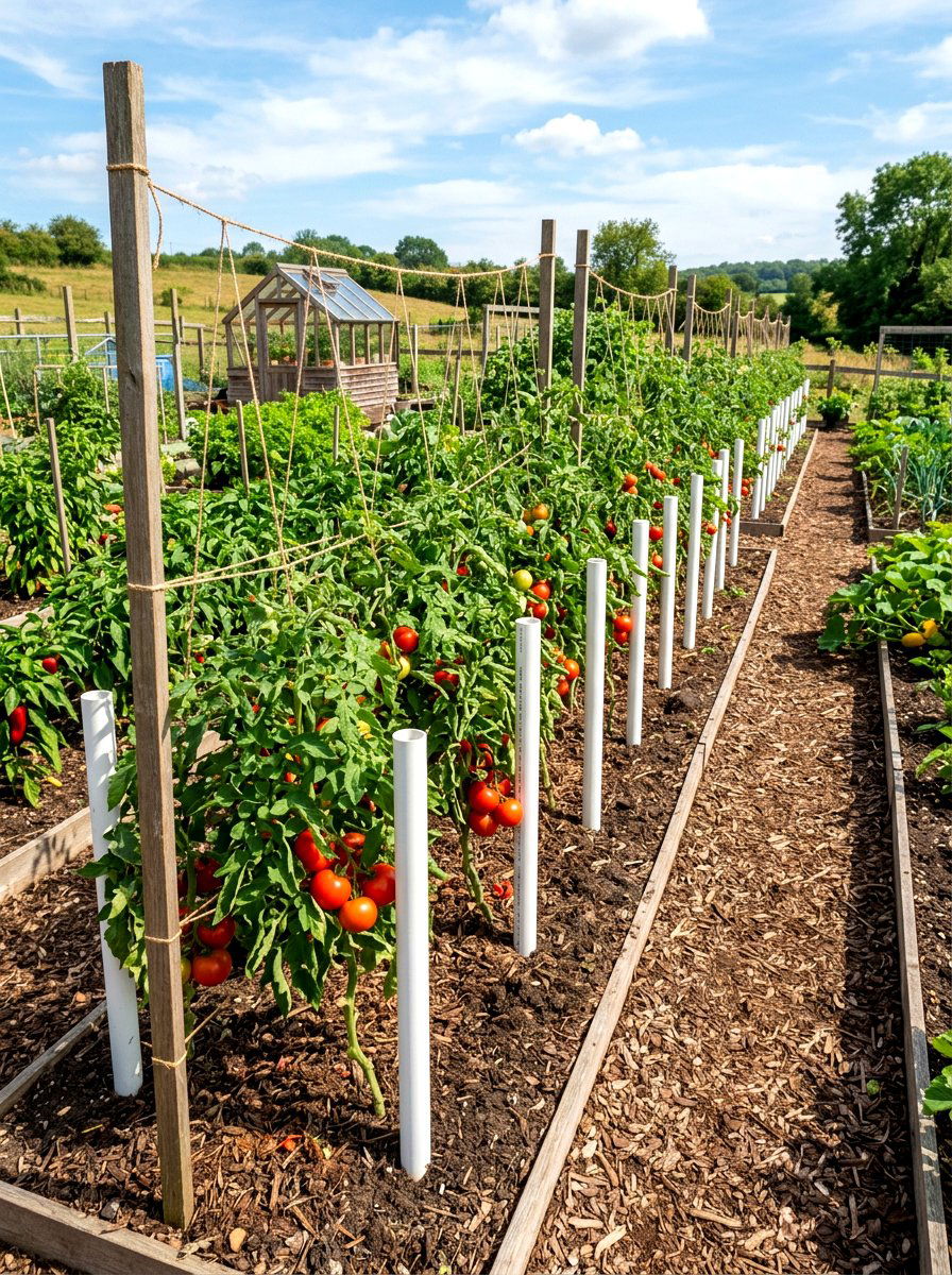 Deep pipe root watering - 30 vegetable garden watering ideas