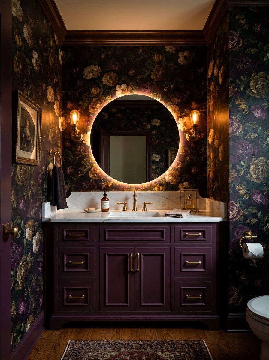Deep plum bathroom vanity - 30 painted bathroom vanity ideas