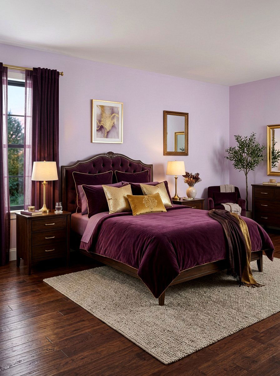 Deep plum bedding - 30 sunset palette decor ideas