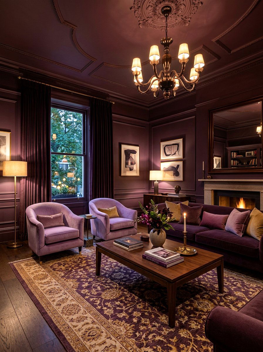 Deep plum living room ceiling - 30 ceiling drench living room ideas