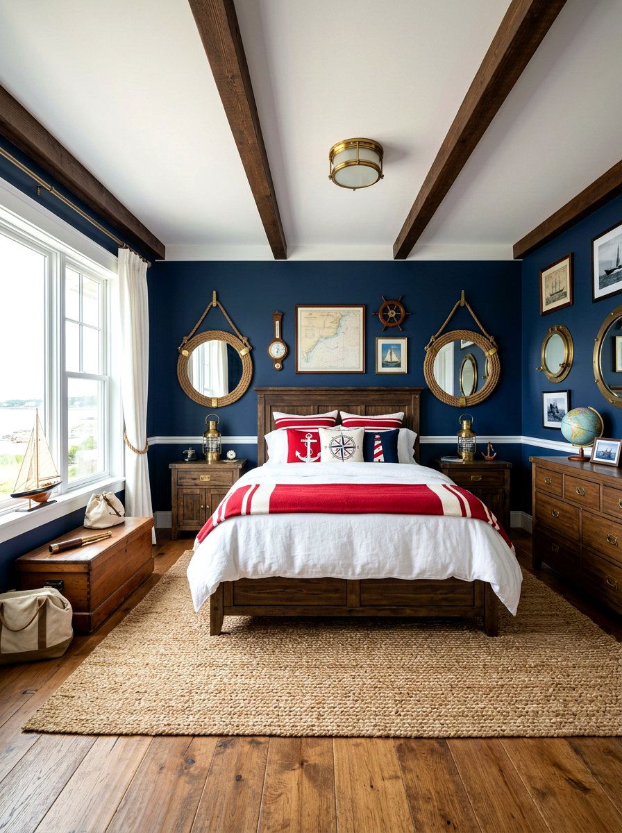 Deep sea nautical bedroom - 30 cool blue bedroom ideas