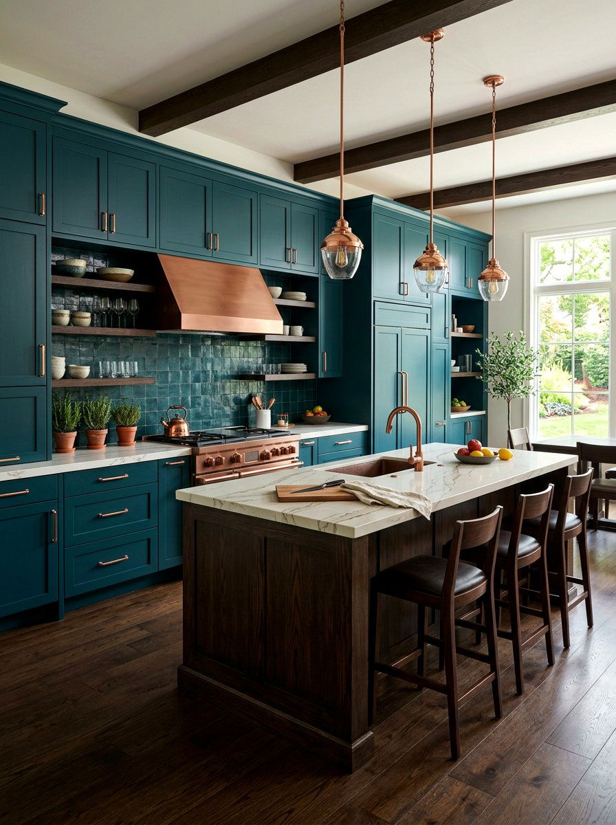 Deep teal kitchen - 30 moody kitchen ideas