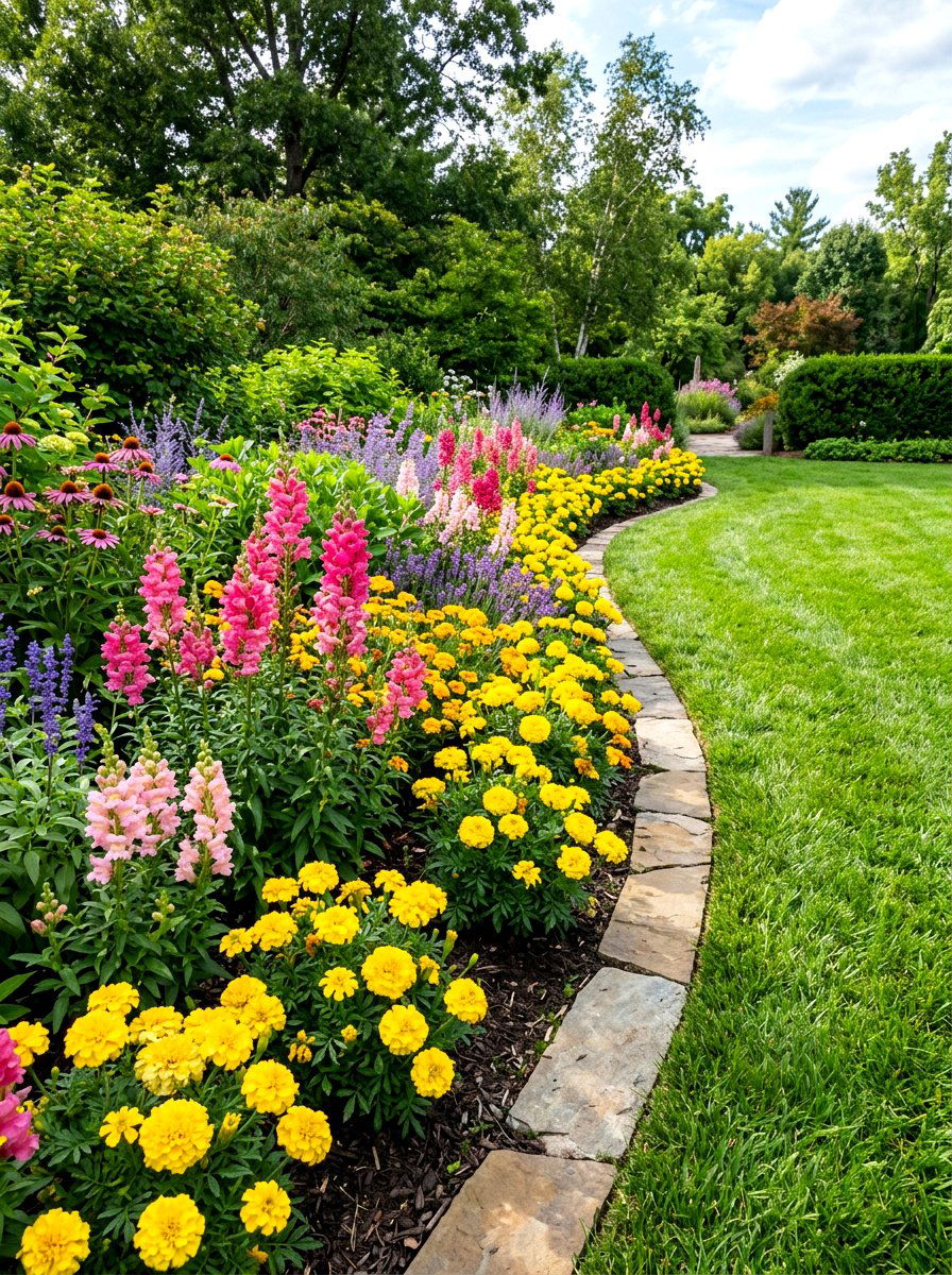 Deer Resistant Flower Border - 30 summer annual border ideas