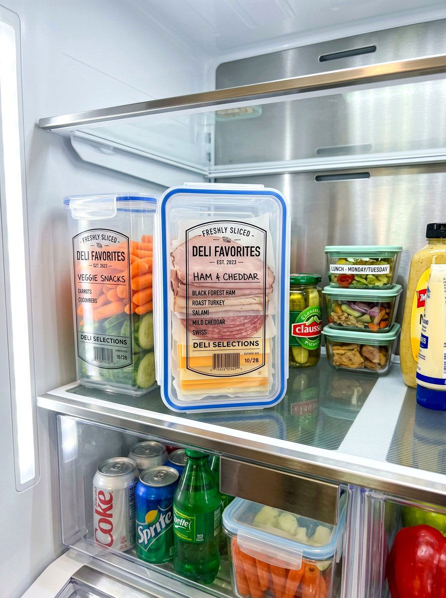 Deli meat cheese container - 30 aesthetic fridge organization ideas