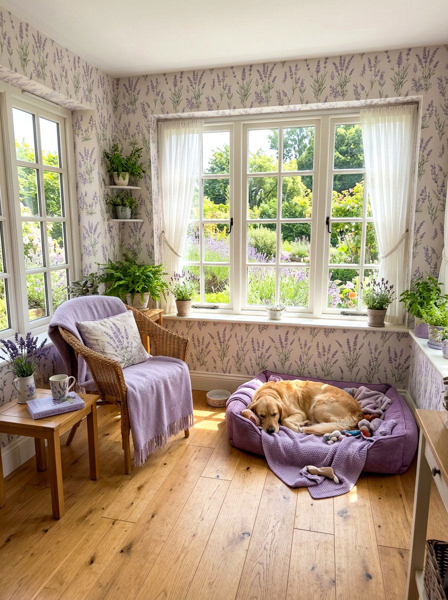 Delicate Lavender Flower Wallpaper - 30 pet room wallpaper ideas