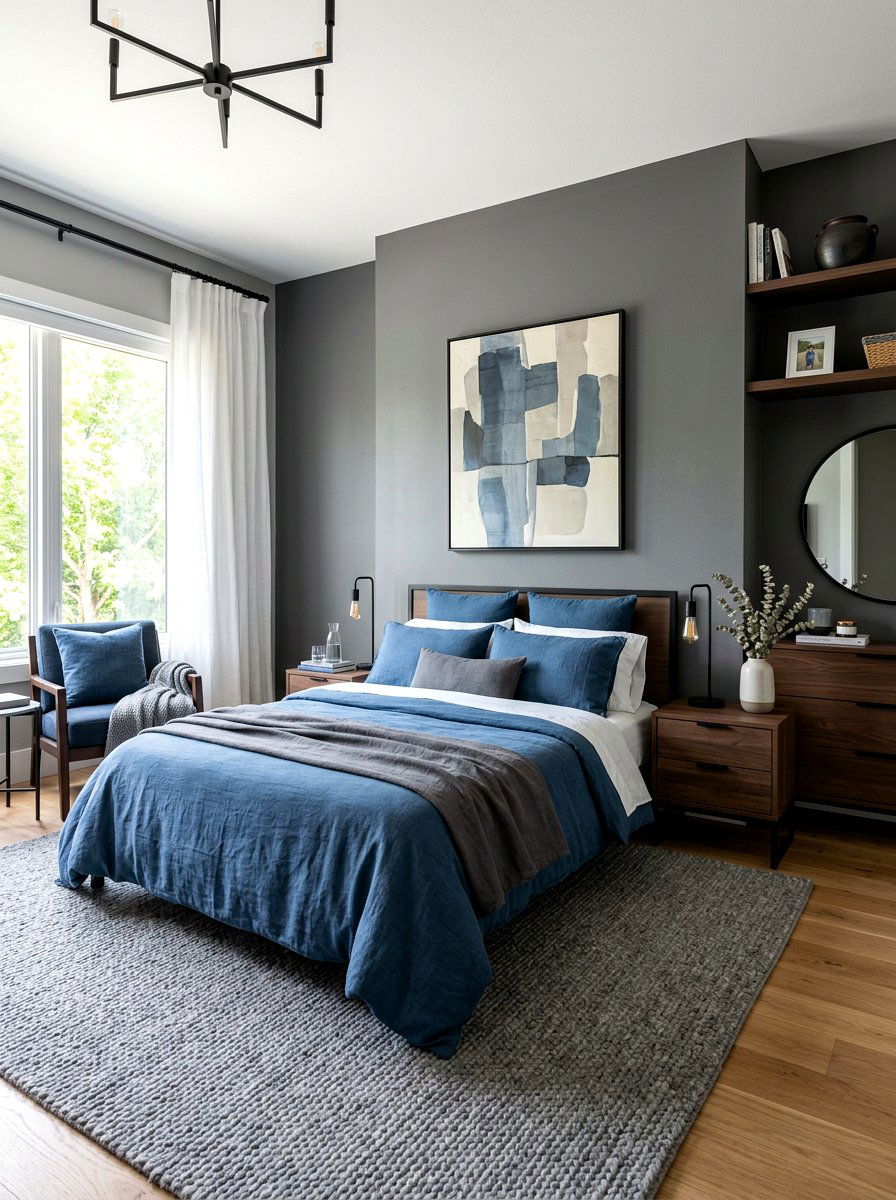 Denim Blue And Graphite Gray Bedroom - 30 blue and gray bedroom ideas