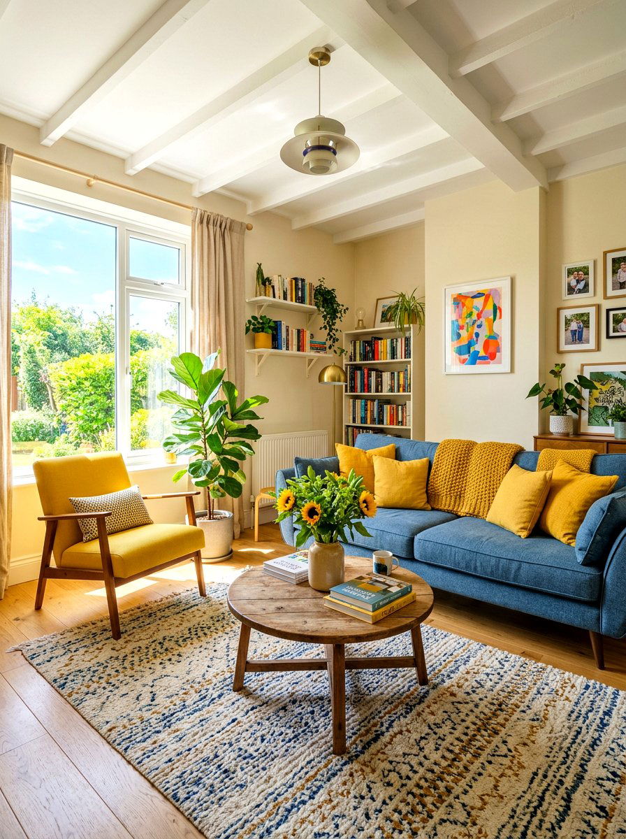 Denim Blue And Yellow Living Room - 30 denim blue living room ideas
