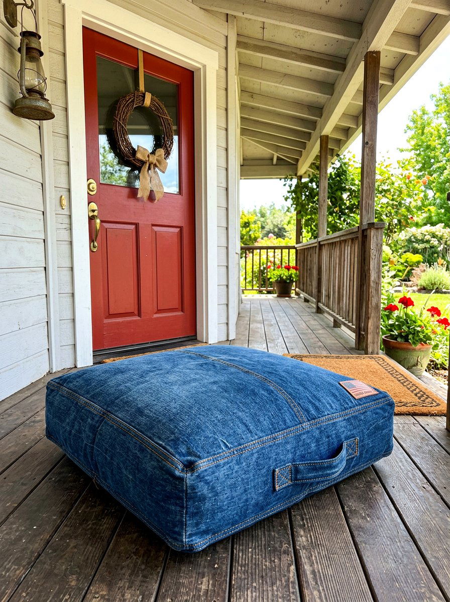 Denim Floor Cushion For Porch - 30 outdoor floor cushion ideas