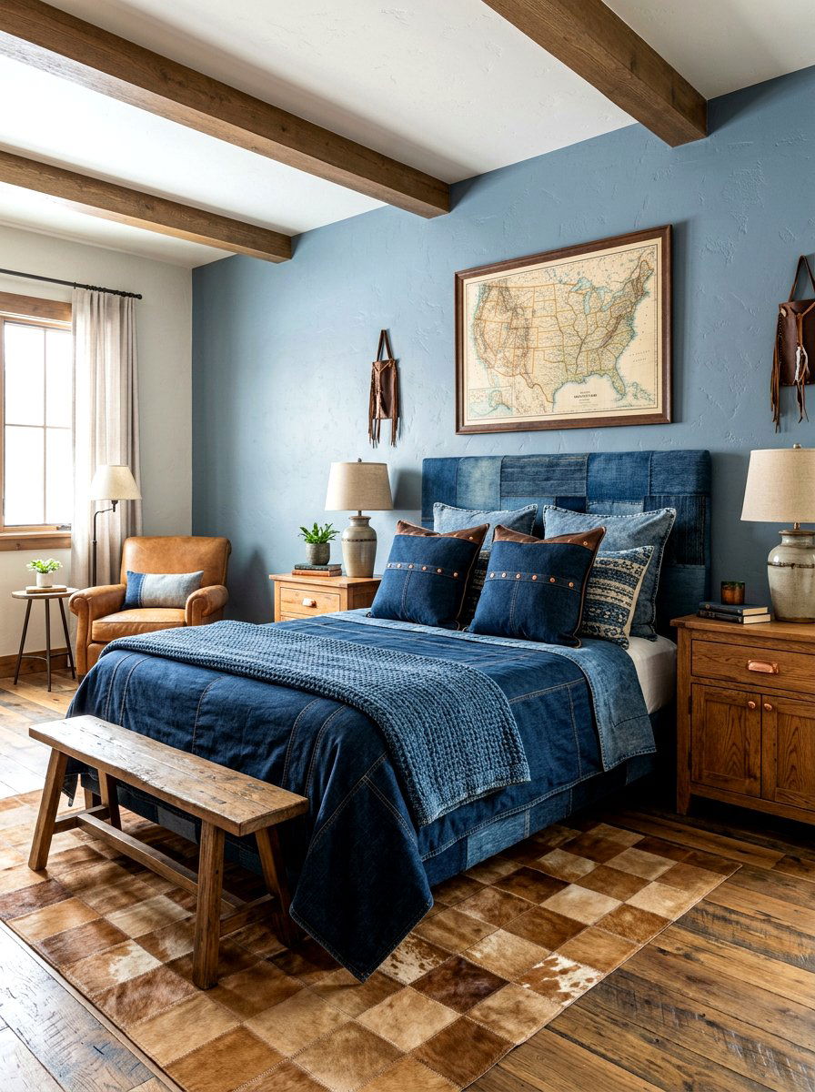 Denim Texture Infused Bedroom - 30 western bedroom ideas