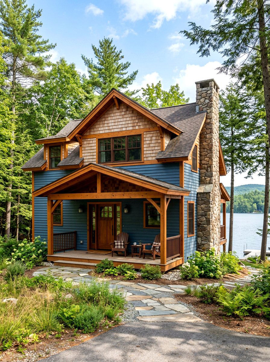 Denim blue cedar shingles - 30 blue house exterior ideas