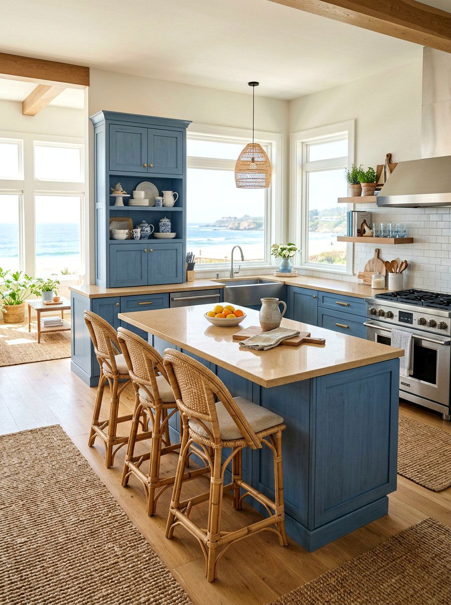 Denim blue coastal kitchen - 30 denim blue kitchen ideas