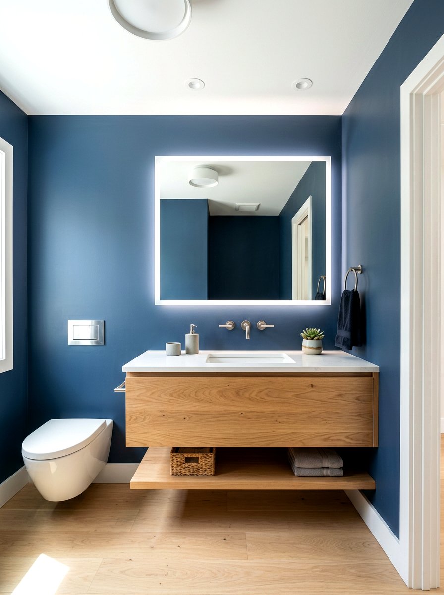 Denim blue paint - 30 denim blue powder room ideas