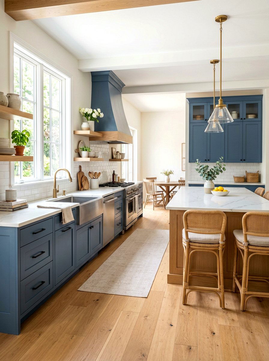 Denim blue shaker cabinets - 30 denim blue kitchen ideas
