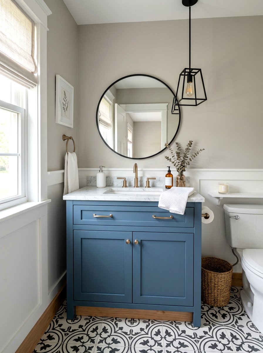 Denim blue vanity - 30 denim blue powder room ideas