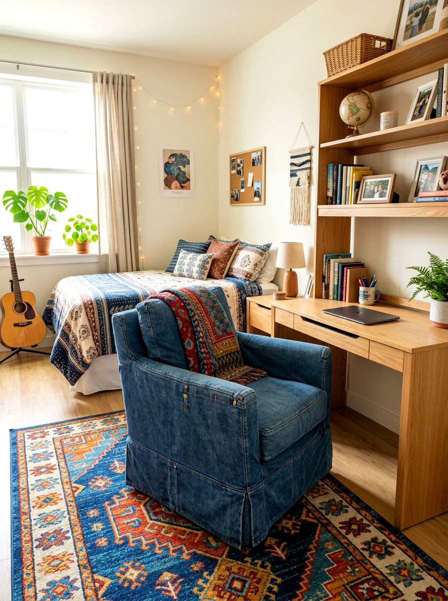 Denim slipcover chair - 30 skirted chair ideas
