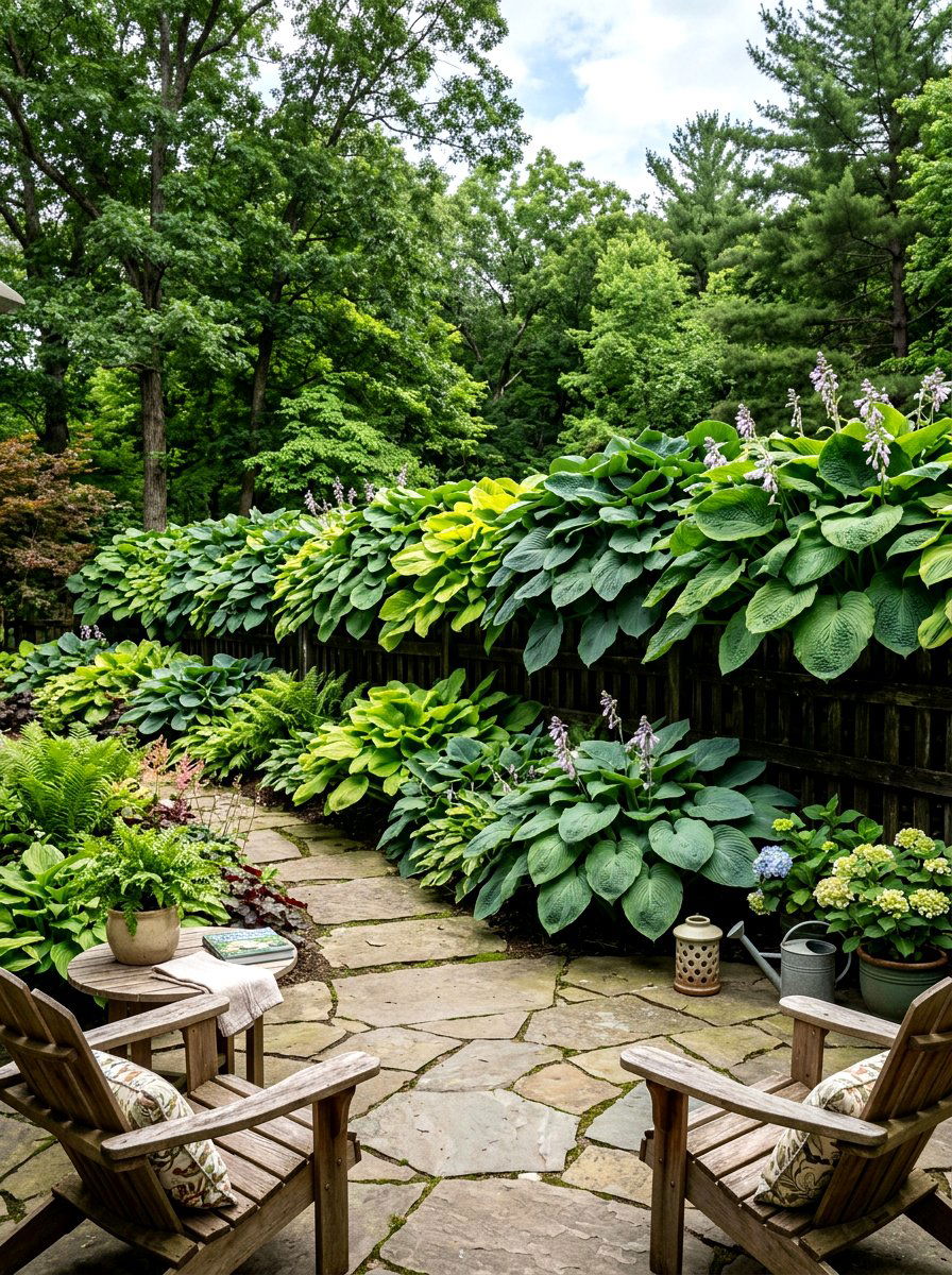 Dense hosta privacy border - 30 hosta border ideas