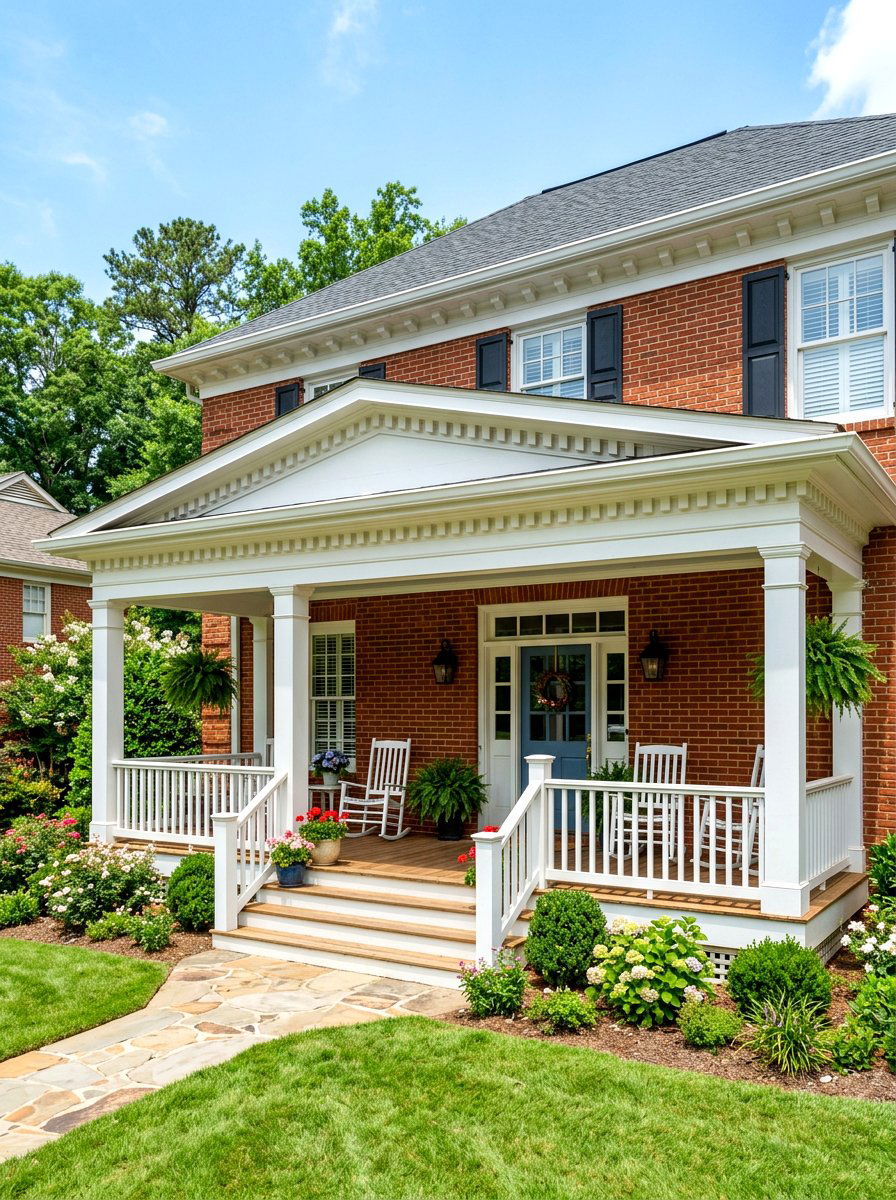 Dentil molding porch trim - 30 colonial front porch ideas