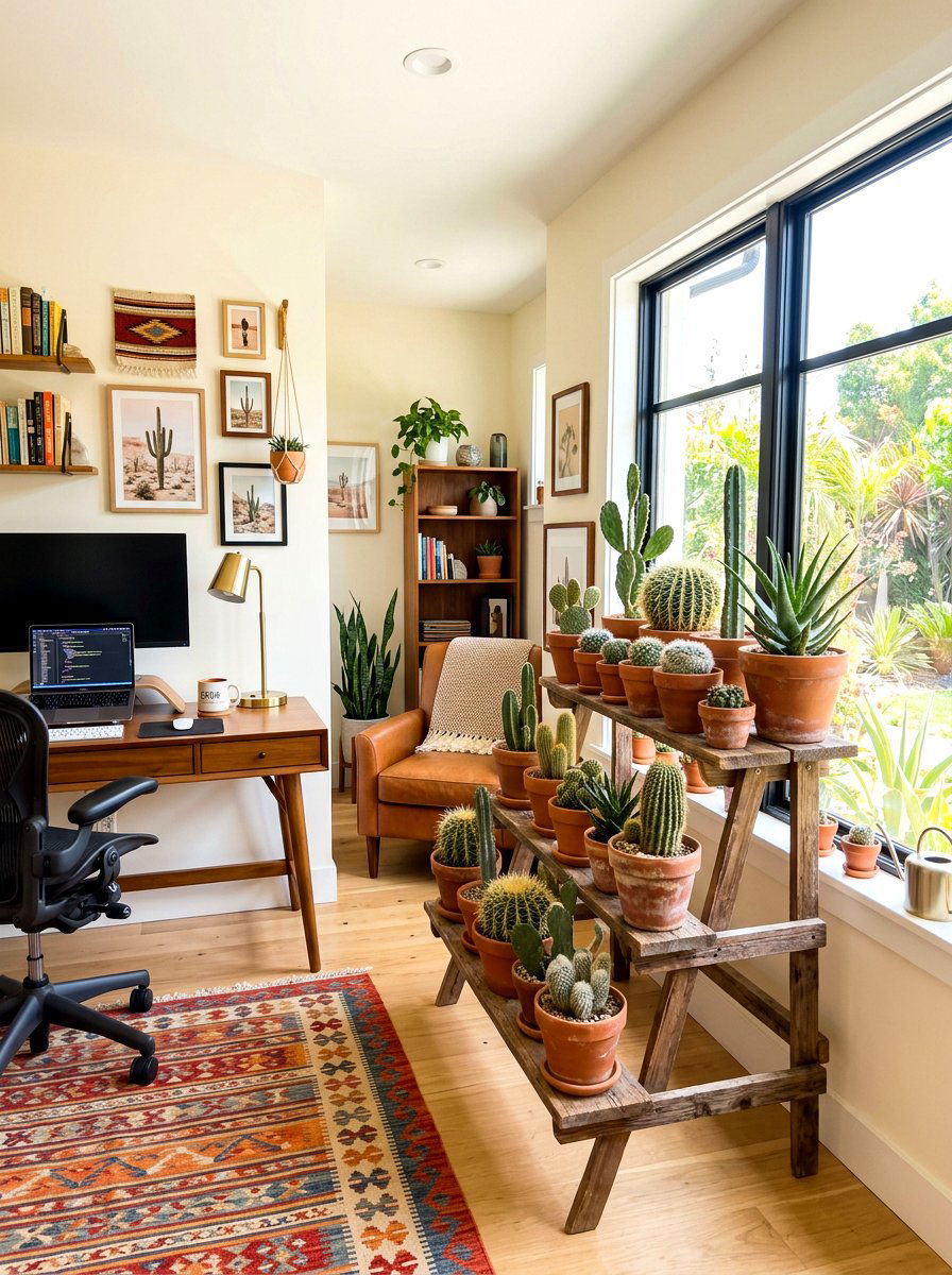Desert Cactus In Clay Pots - 30 home office plant ideas