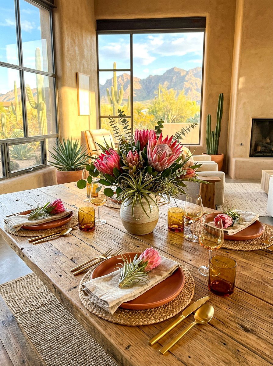 Desert Chic Protea Table - 30 floral tablescape ideas