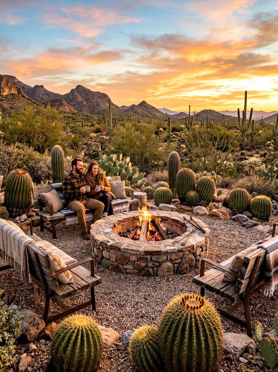 Desert Fire Pit Area - 30 cactus garden ideas