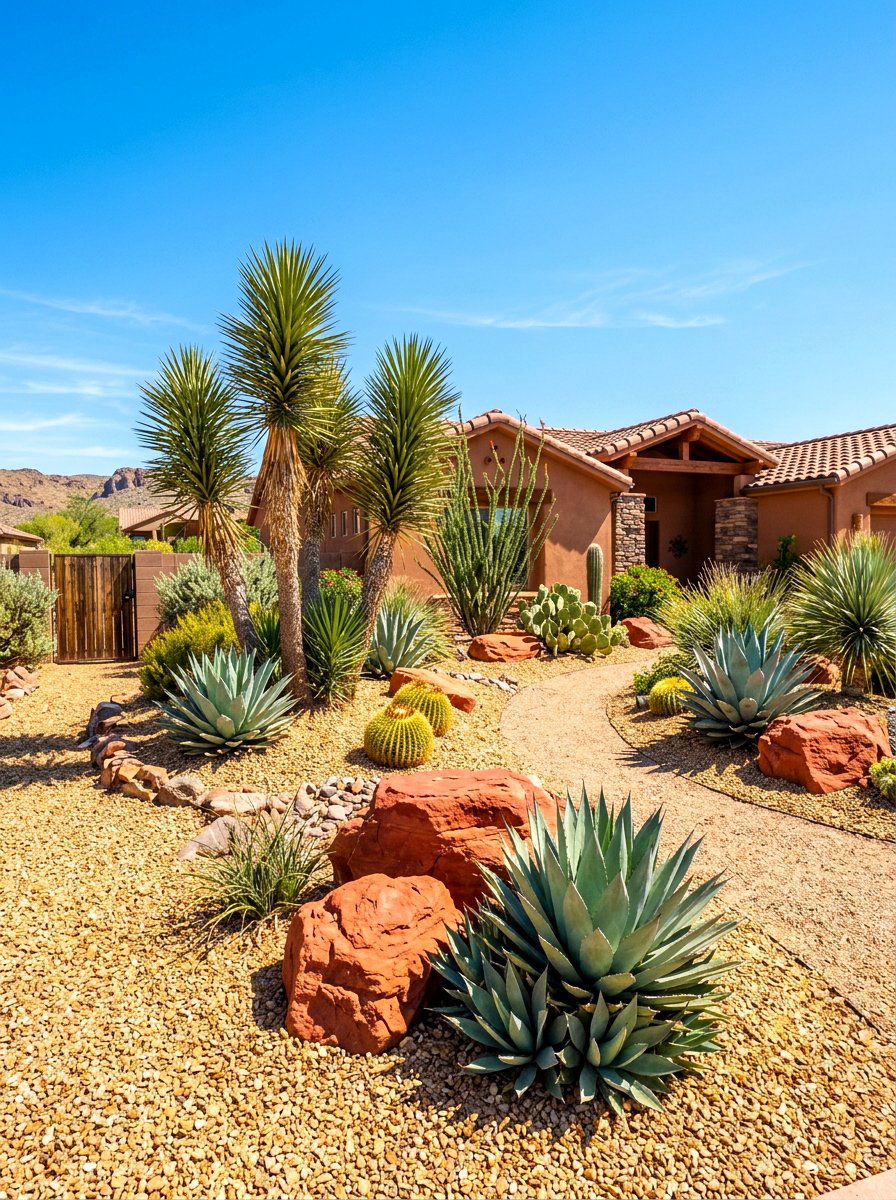 Desert Front Yard - 30 front yard rock garden ideas