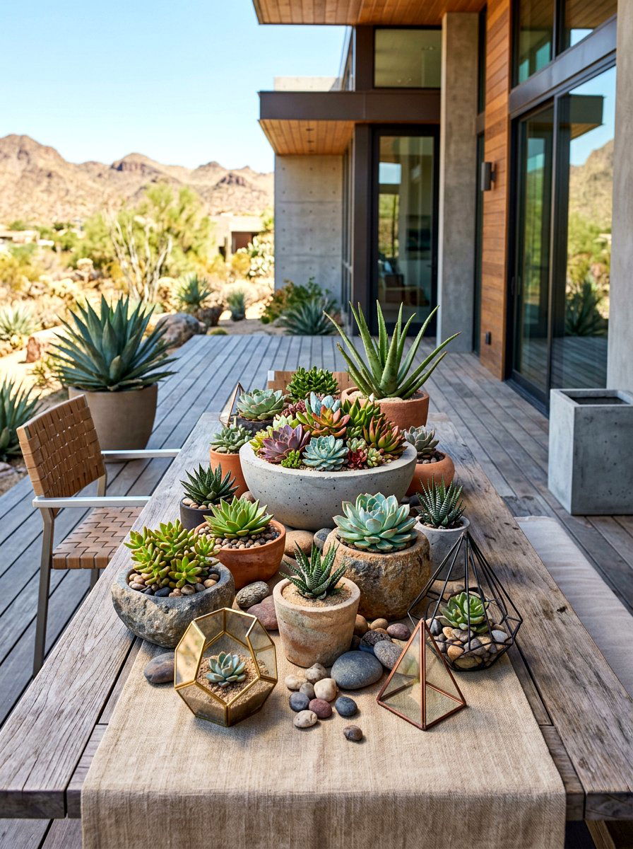 Desert Inspired Succulent Table - 30 garden party table ideas