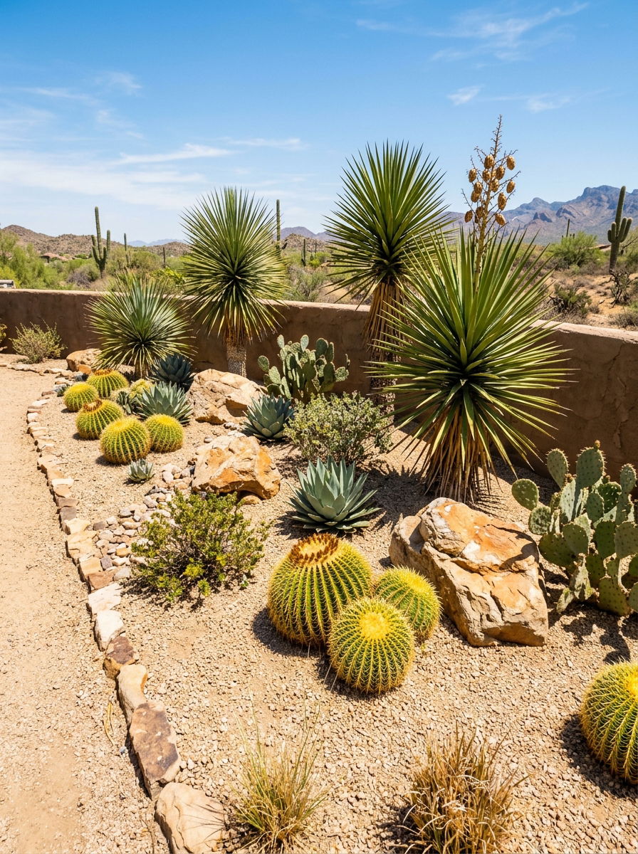 Desert Landscape Bed - 30 rock flower bed ideas