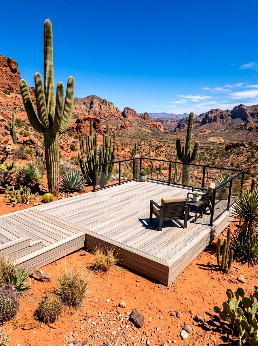 Desert Landscape Deck - 30 backyard yoga deck ideas