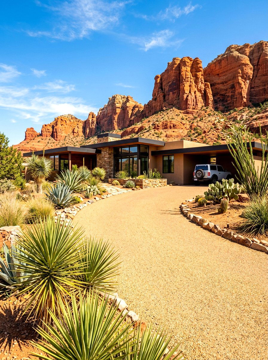 Desert Landscape Driveway - 30 gravel driveway ideas