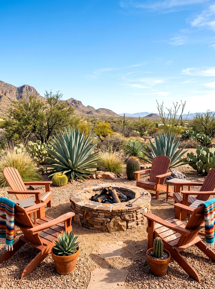Desert Landscape Fire Pit Area - 30 adirondack fire pit circle ideas