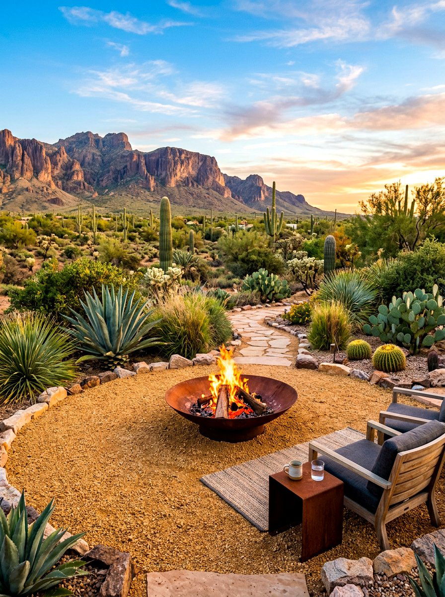 Desert Landscape Fire Pit - 30 fire pit gravel area ideas