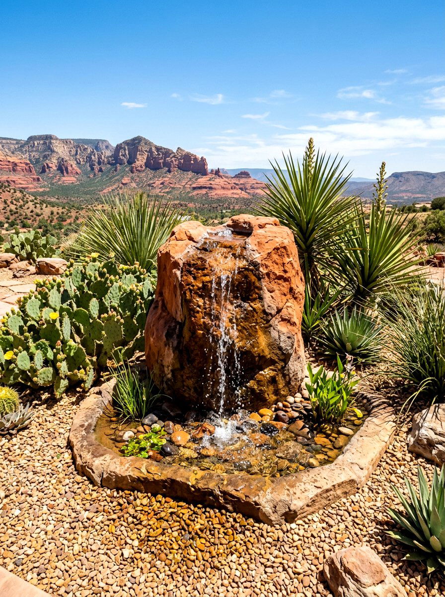 Desert Landscape Fountain - 30 bubbling rock fountain ideas