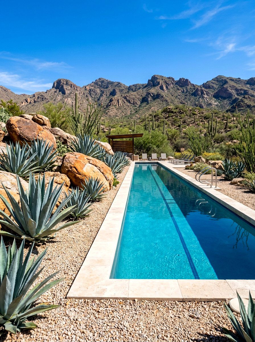 Desert Landscape Lap Pool - 30 lap pool backyard ideas