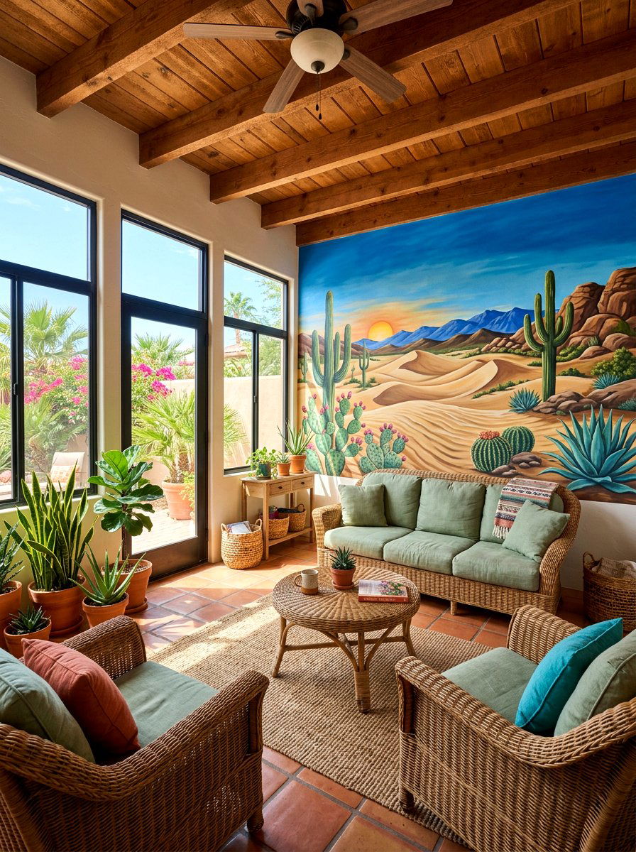 Desert Landscape Mural - 30 peel and stick mural ideas