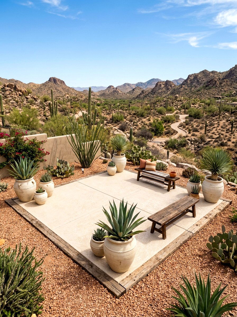 Desert Landscape Patio - 30 terracotta and cream patio ideas