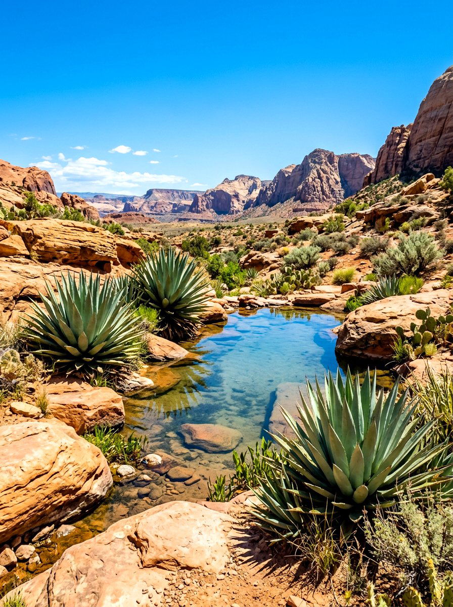 Desert Landscape Pond - 30 backyard pond ideas