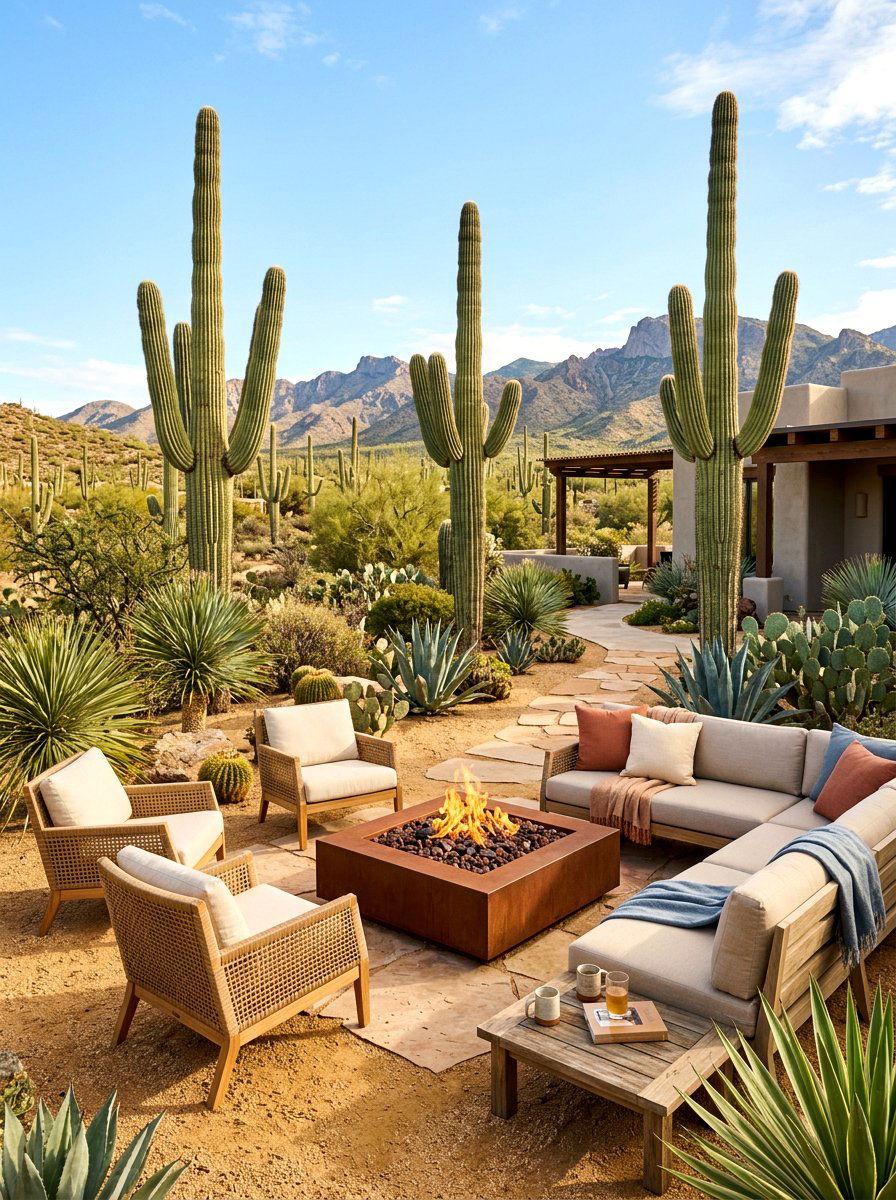 Desert Landscaped Outdoor Area - 30 courtyard style backyard ideas