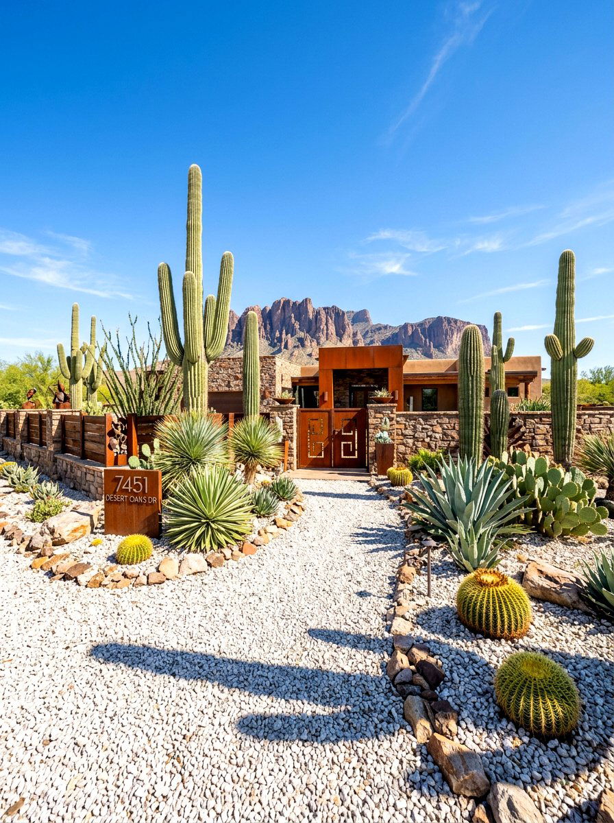Desert Landscaping - 30 white gravel front yard ideas