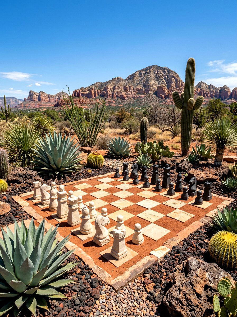 Desert Landscaping Chess Board - 30 outdoor chess garden ideas