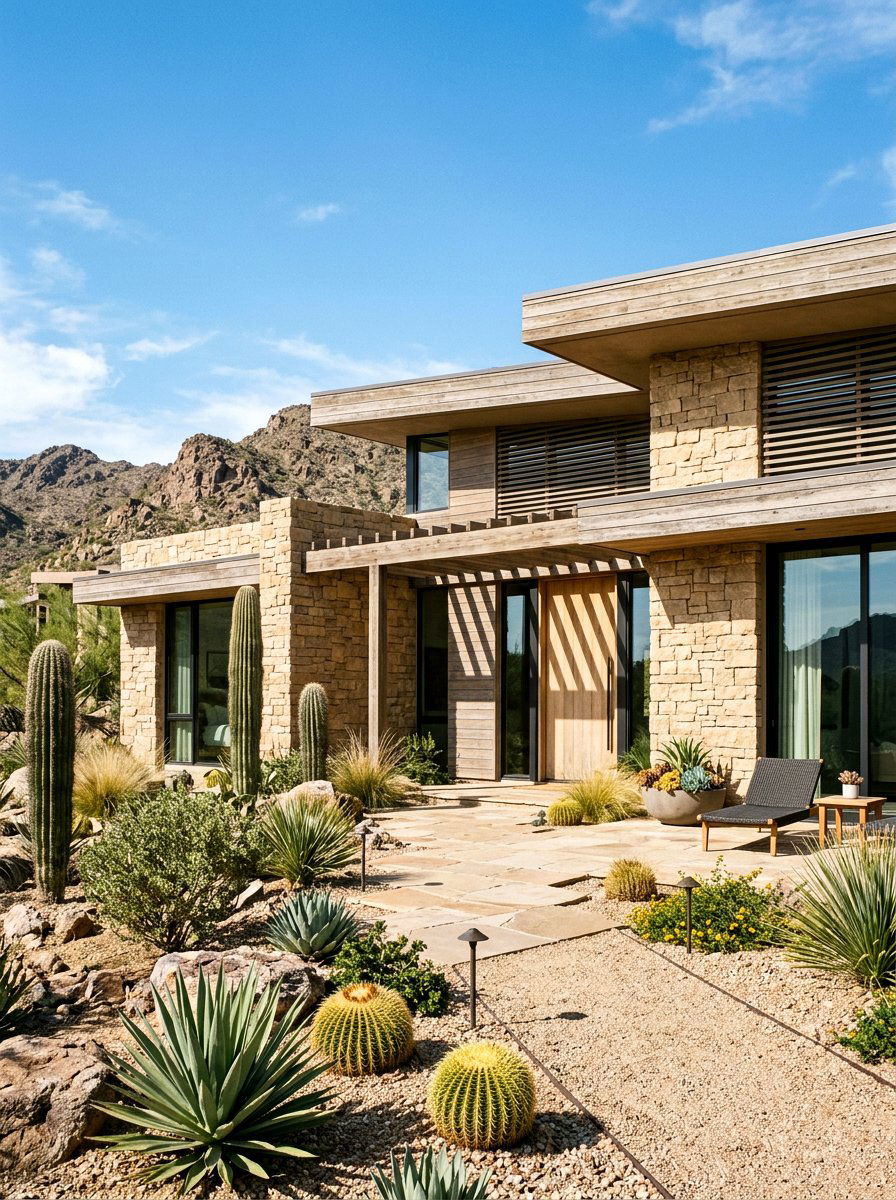 Desert Modern Earthy Stone And Wood - 30 stone and wood exterior ideas