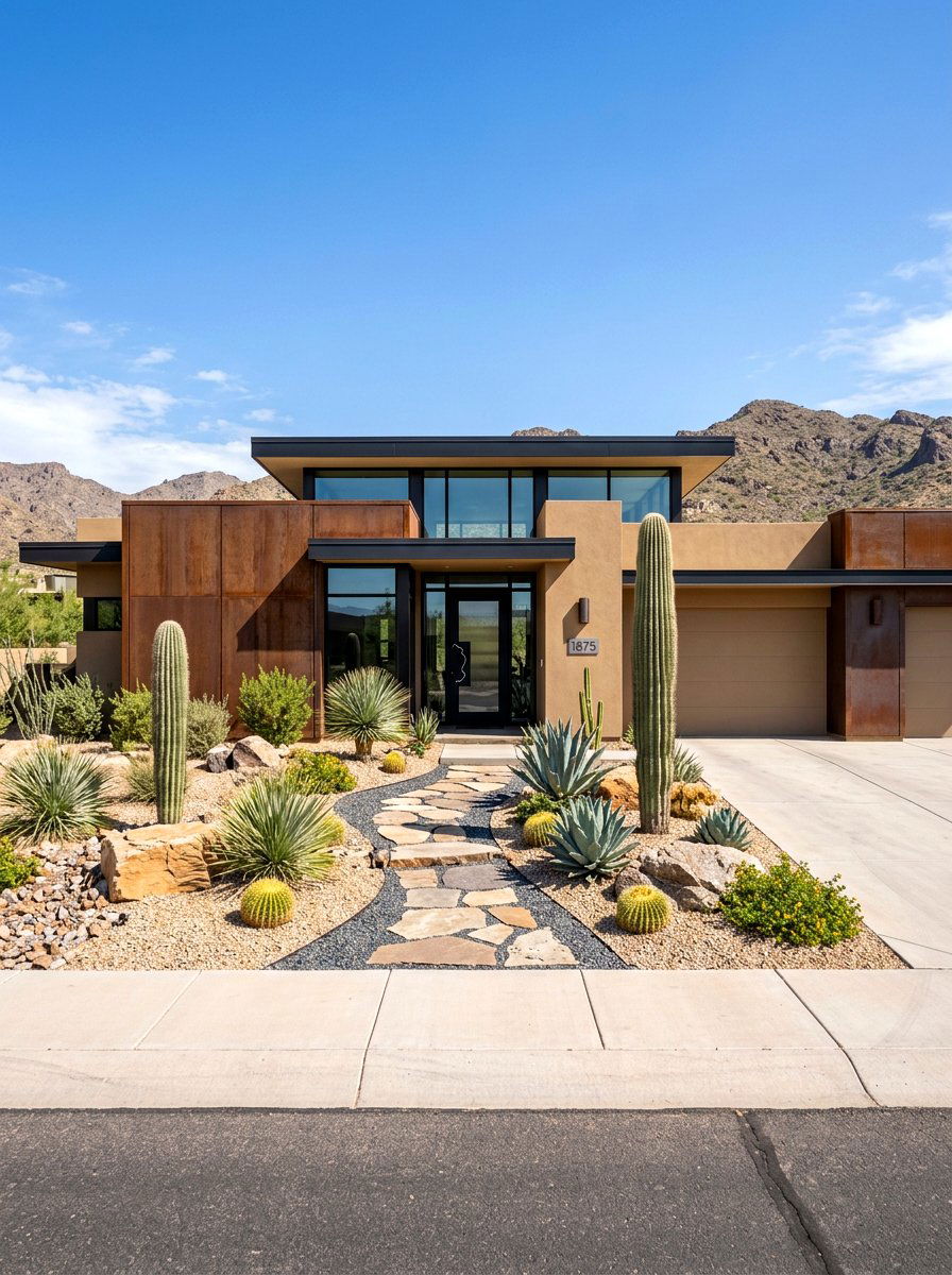 Desert Modern Landscaping Front - 30 front facade makeover ideas aesthetic