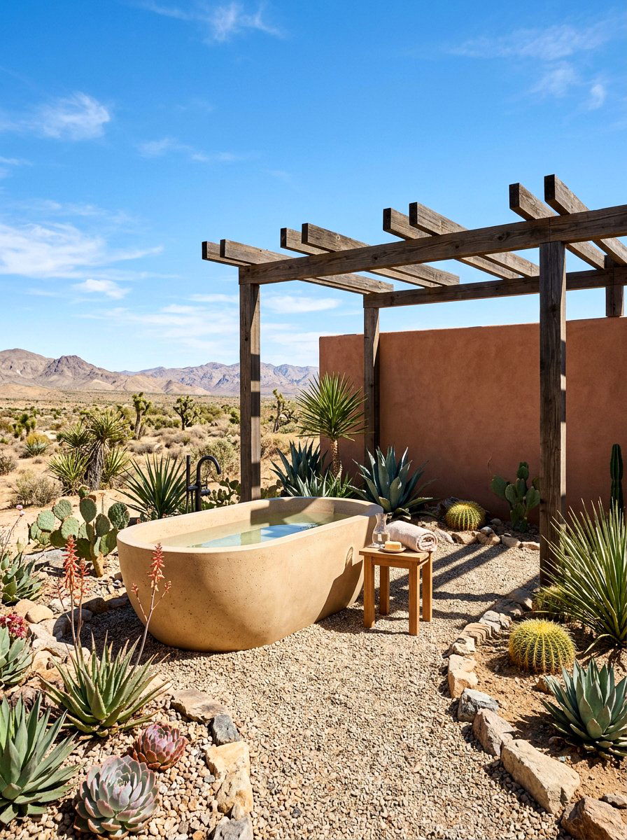 Desert Modern Outdoor Bath - 30 ice bath room ideas