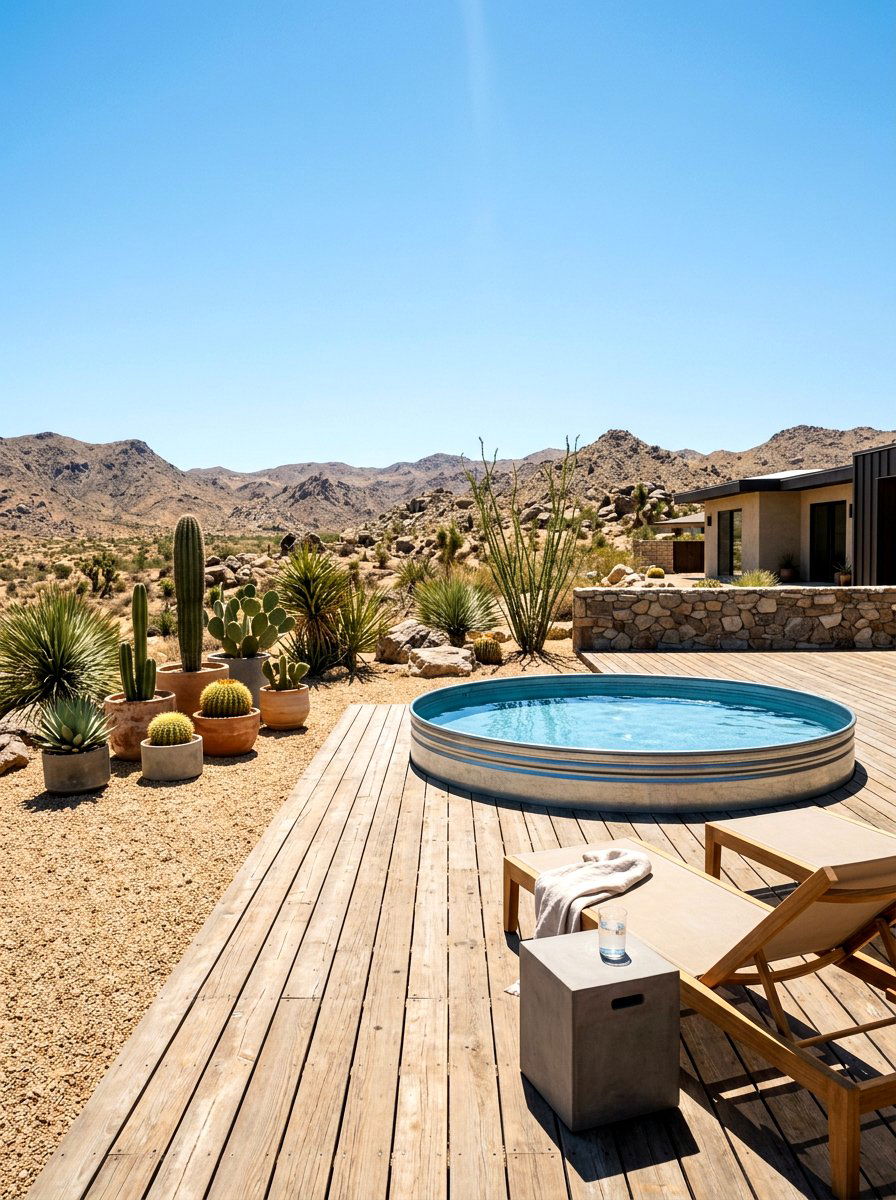 Desert Modern Pool Deck - 30 stock tank pool deck ideas