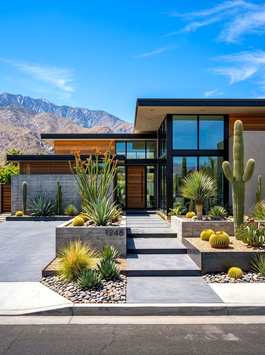 Desert Modernism Curb Appeal - 30 cactus front yard ideas