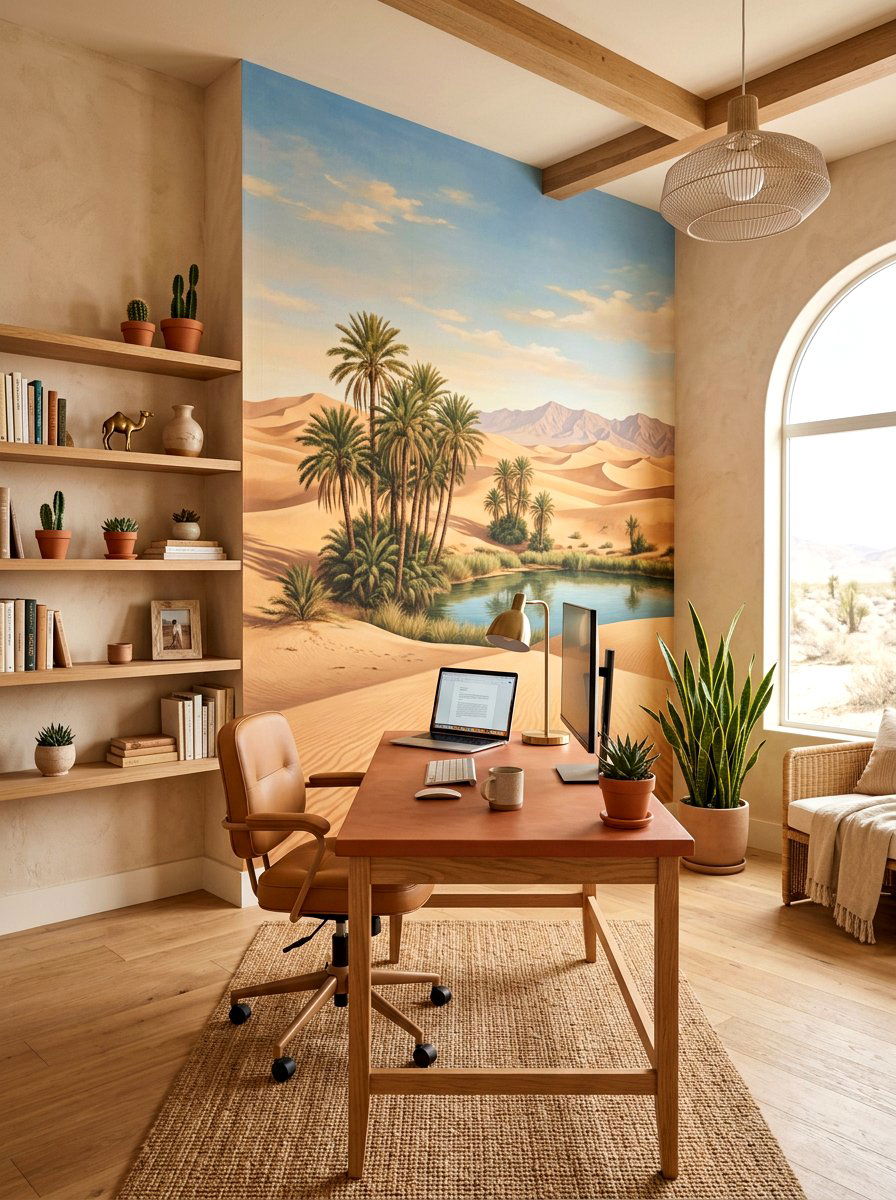 Desert Oasis Mural - 30 small room mural ideas