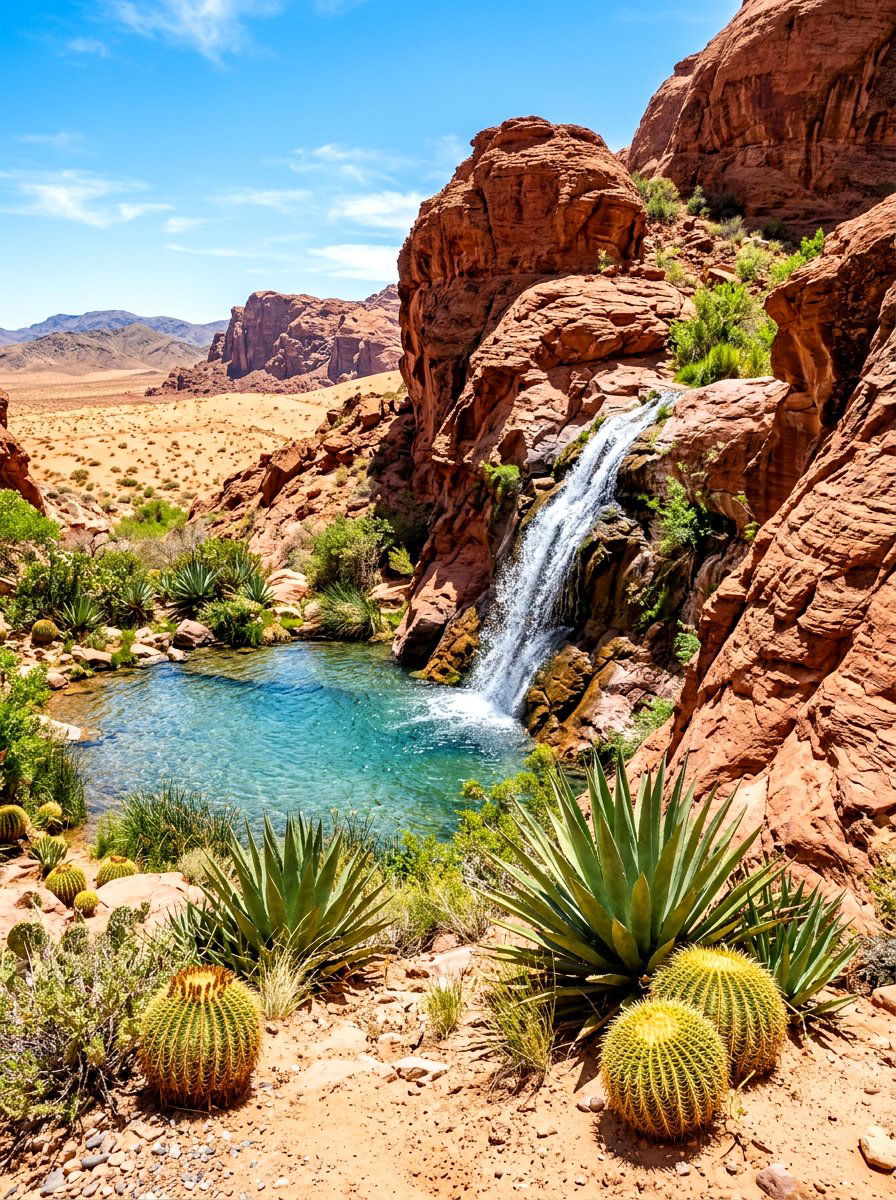 Desert Oasis Rock Waterfall - 30 pool waterfall ideas