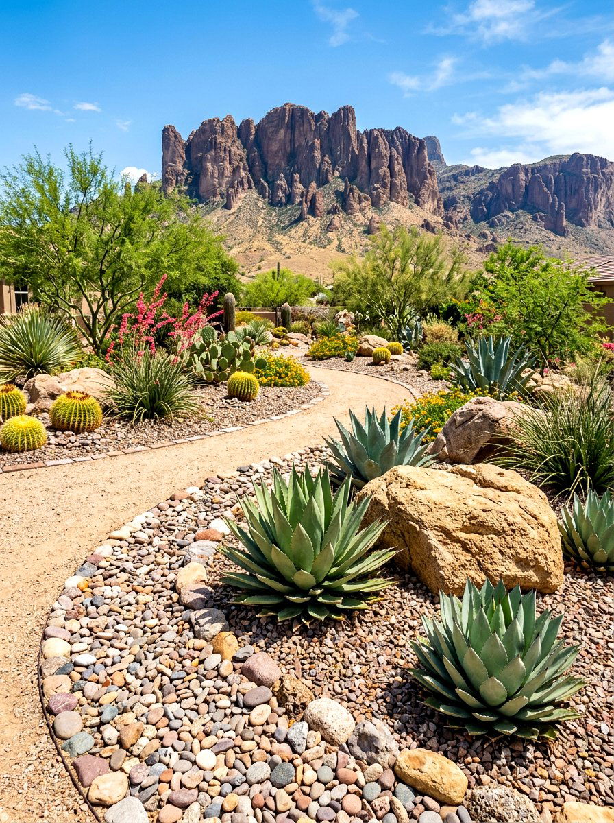 Desert Rock Border - 30 rock border garden ideas